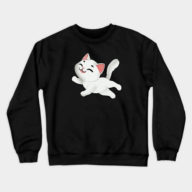 Happy runnig kitty Crewneck Sweatshirt by Znikoma